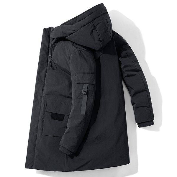 

2021 new men jacket warm white down mens coat hooded casual thick fashion men's winter parka windbreaker 80r9, Black