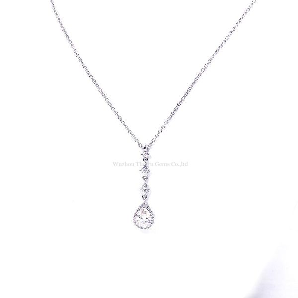 

chains tianyu gems silver necklace 6*8mm pear moissanite pendant 1.3ct gh vs diamond sparkle classic women bridal jewelry trendy gifts