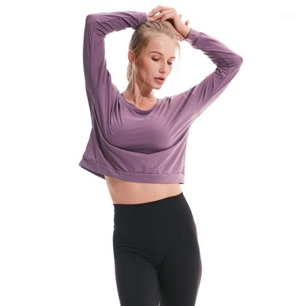 

yoga outfits shirts women long sleeve running sports for women1, White;red