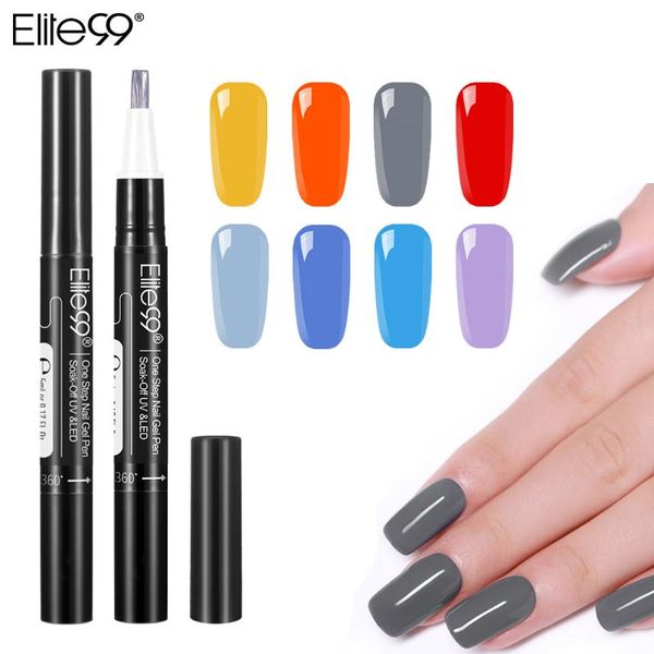 

elite99 3 in 1 gel nail varnish pen one step nail art gel polish hybrid easy to use uv lacquer hybrid uv art tools, Red;pink