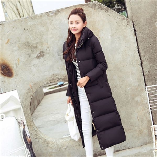

2021 new white duck down with warm hood winter long parkas quilted jacket women's jackets shelter mujer wxf404 6ohr, Black