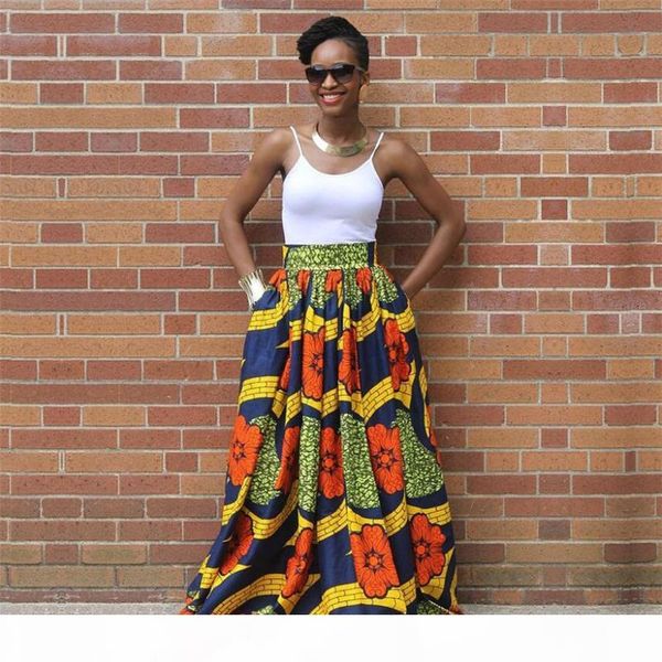 

women long african skirt maxi printed traditional africa style cloth lady loose skirt female plus size s-xl, Black