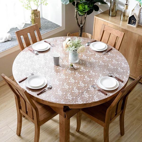 

hazy pvc скатерть водонепроницаемый круглый стол ткань для стола масло столбная решетка кухонная узор для столовой для столового стола защит