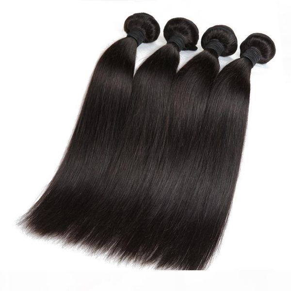 

lucky queen 8a malaysian straight hair 100% virgin human hair bundles remy hair extension natural color 4 bundles wholesale deals, Black