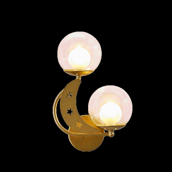 

creative 2-lights wall lamps white/clear glass shade gold/black living room bedroom study art decor metal wall mounted lights