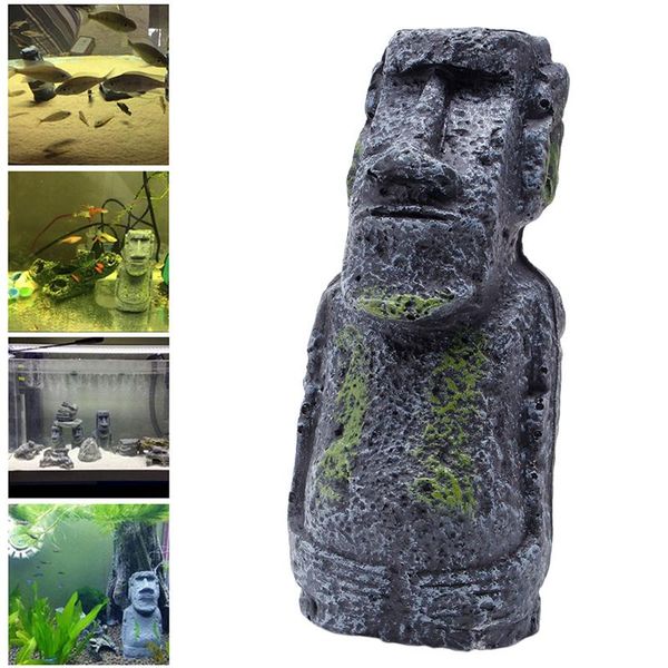 

decorations easter island mini statue accessory pipe fish tank aquarium decoration ornament
