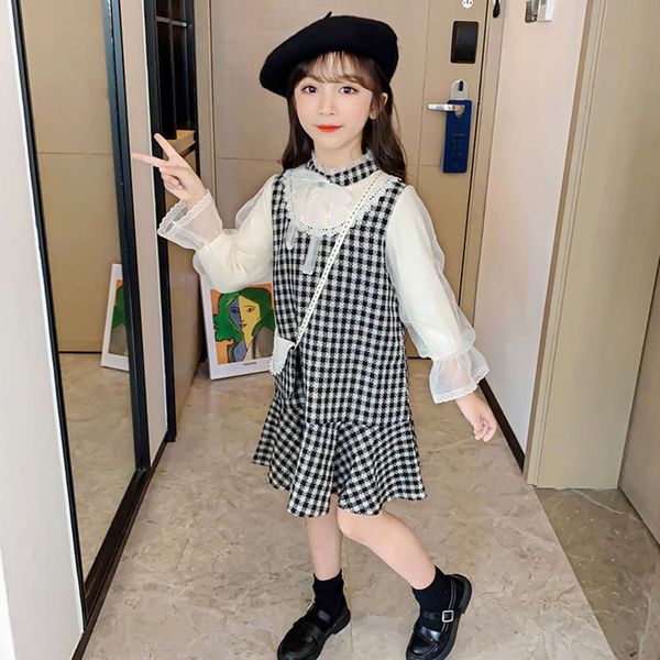 

2021 girls' drs spring new korean children's fragrance skirt, Red;yellow