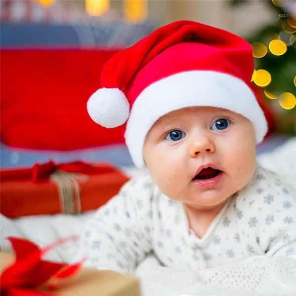 

new kids christmas hat 2pcs children's xmas red cap santa novelty hat for christmas party 1107#301