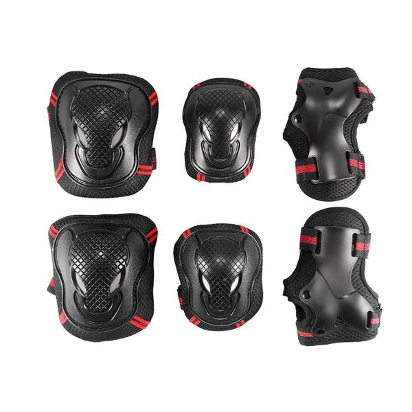 

6pcs/set kids outdoor sports protective gear knee pads for sportsriding wrist guards roller skating safety protection, Black;gray
