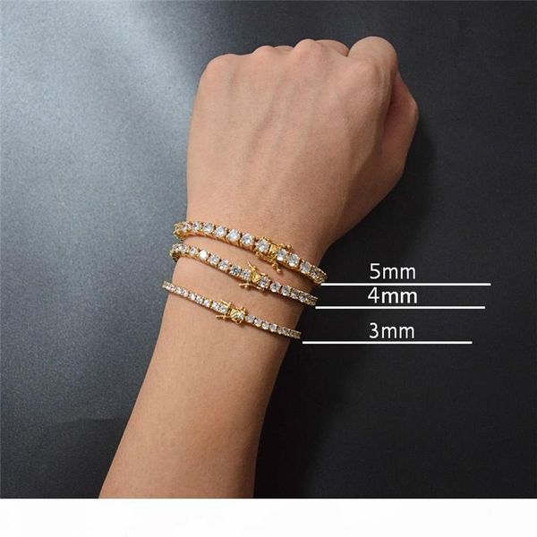 

out 3mm iced 5mm tennis bracelet zirconia 4mm triple lock hiphop jewelry 1 row cubic luxury men bracelets, Golden;silver