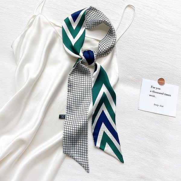 

walkermove scarves brand neck scarf women silk hair small 2021 foulard shawls and wraps lady office neckerchief hijab bandana, Blue;gray