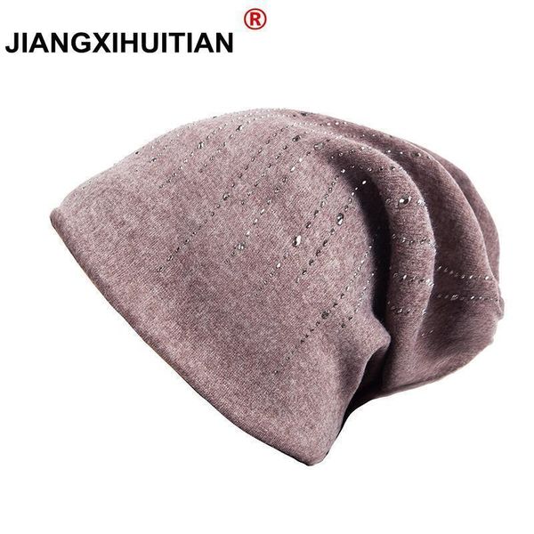 

2018 мода осень вязаная шляпа женские конические края стразы зимние шляпы женщины кашемировые гравитации падает колпачок 2017 девушка шапочк, Black;white