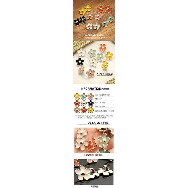 

10pcs 15mm plastic flower sewing women children buttons for clothing needlework diy decorative botones garme bbypap, Blike;white