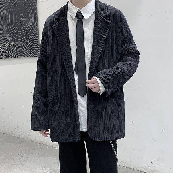 

fashion casual suit jacket men's loose long sleeve jacket, autumn winter korean style plus size blazer suit coat, White;black