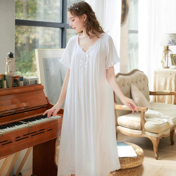 

short-sleeved nightgown female summer retro princess loose and plus-sized cotton woman night sleepwear night gown cotton1, Black;red