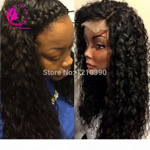 

kinky curly lace front wig unprocessed glueless virgin lace front human hair wigs for black women natural hairline with baby hair, Black;brown