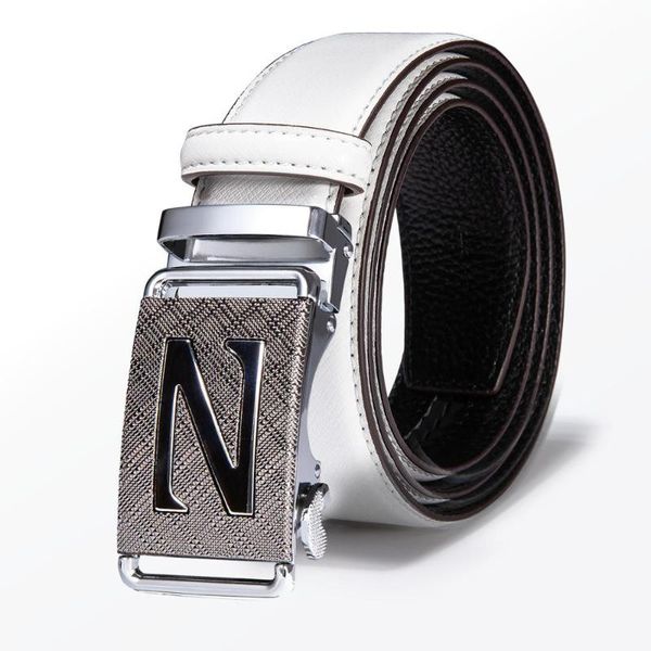 

men gifts leather belt new male designer white automatic buckle cowhide leather men belt luxury for barry.wang gp-894, Black;brown
