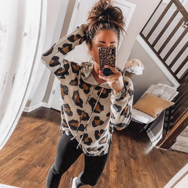 

women's hoodies & sweatshirts womens autumn winter 2021 hoodie casual long sleeve leopard hooded sweat thick warm coat sweatshirt cute, Black