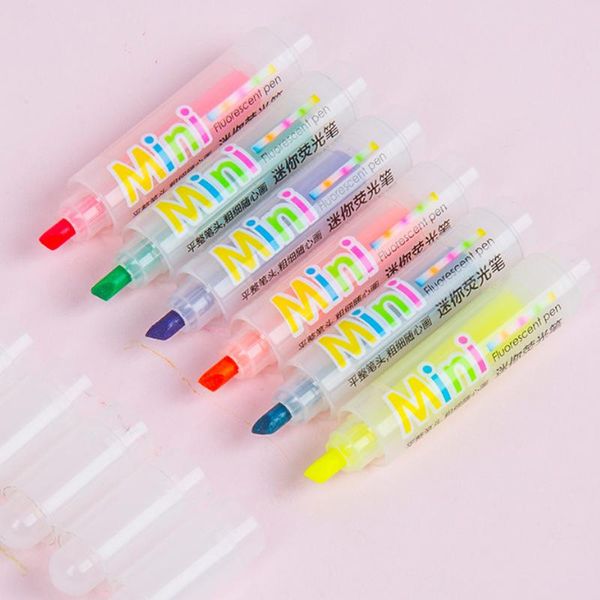 

6pcs portable mini highlighter color marker diy hand account pen office stationery student supplies wholesale child gift h wmtiuy, Black;red