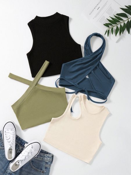 

4pcs rib-knit s6kz#, White