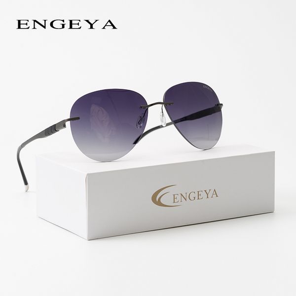 

engeya titanium alloy new fashion rimless sunglasses brand designer luxury driving sun glasses for men women uv400 t11002, White;black
