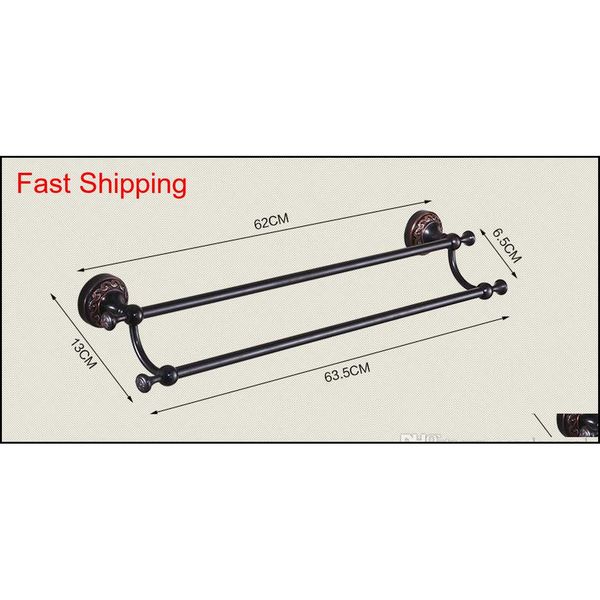 

wholesale and retail luxury oil rubbed bronze black towel rack holder dual towel bars flower carved towel rack qylbxj yh_pack