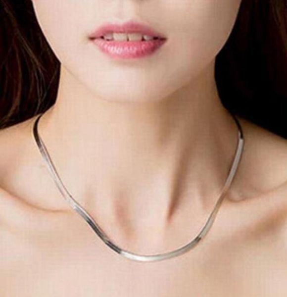 

chains couple fashion flat snake bone chain men and women necklace jewelry blade clavicle naked, Silver