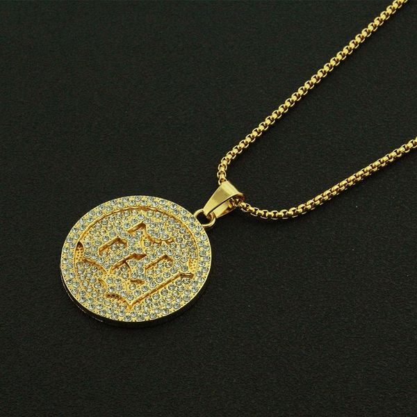 

luxury men hip hop ice out bling 6ix9ine rapper pendant necklaces pave setting aaa rhinestone fashion hion hiphop necklace charm jewelry fas, Silver