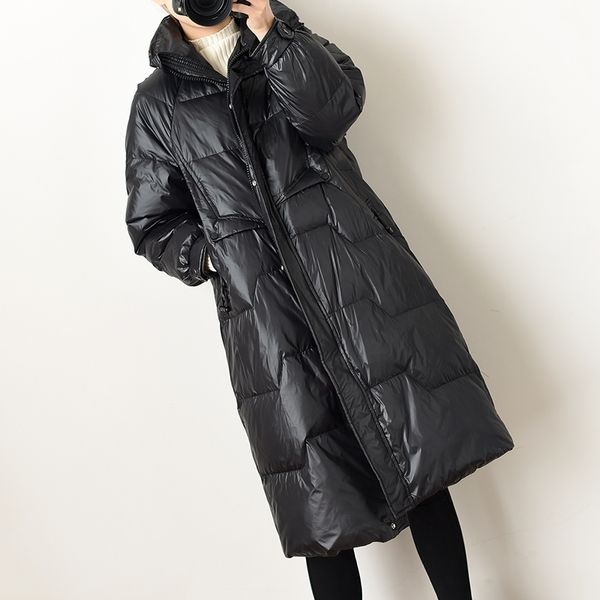 

ailegogo winter jacket stand collar women thick warm 90% white duck down parkas strretwear female blue snow coat outwear 201119, Black