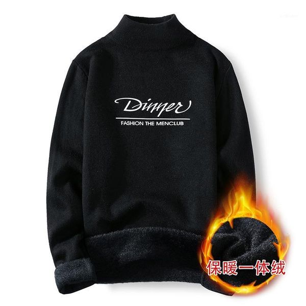

2020 new winter thick fleece sweater men plus velvet turtleneck mens christmas sweaters soft warm pull homme men's pullovers1, White;black