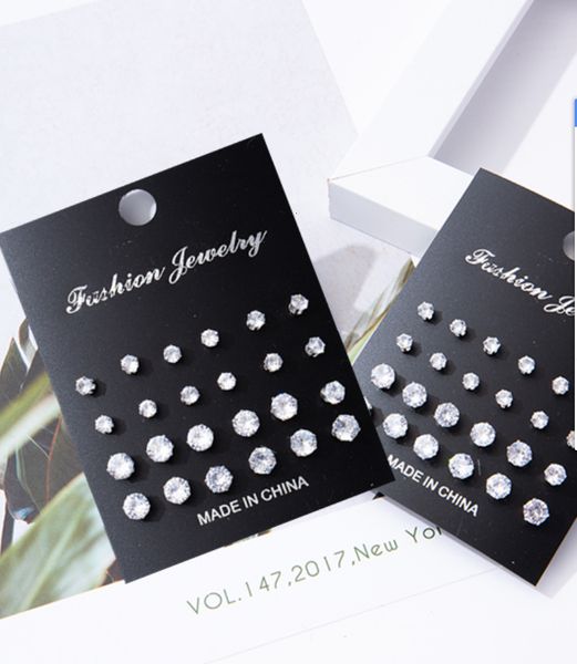 

with diamond simple claw crystal zircon six 12 pairs of earrings, Golden