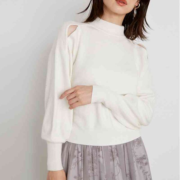 

women's hoodies & sweatshirts shoulder strapless latern long sleeve design sweater women japanese elegant sweaters 2022 spring knitted, Black
