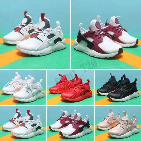 

New Kids Huarache Sneakers Shoes Boys Grils Authentic All White Children Trainers Huaraches Sport Running Shoes baby birthday gift 6C-3Y, Black