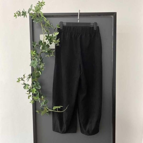 

retro twill cool handsome thin elastic waist close-up banana pants bloomers cropped pants women autumn, Black;white