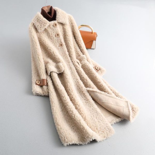 

women's fur coat 100% wool woman jacket korean style winter clothes women elegant 2020 ropa para mujer pph29341, Black