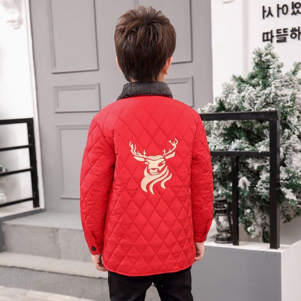 

children's thin padded quilted embroidered cotton boy down jacket, Blue;gray