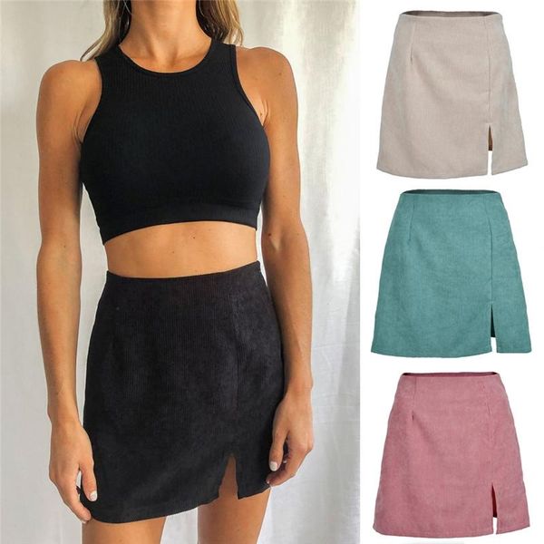 

casual party corduroy skirts for female ladies fashion high waist pencil mini skirt women basic summer fall bottom clothes s, Black