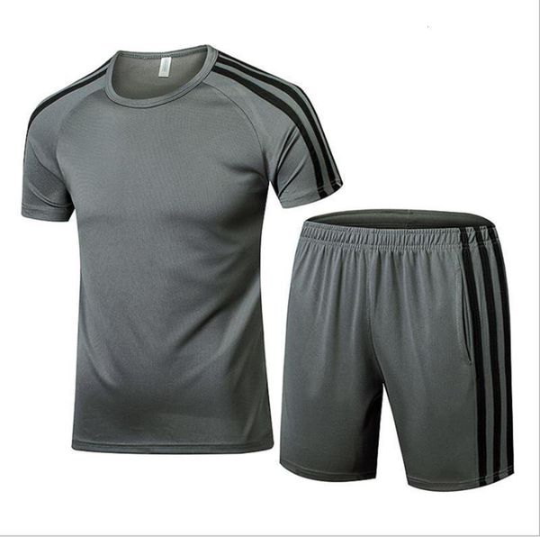 

casual quick dry summer suit sports fashion brand short sleeve t-shirt 5cm shorts men's wear, Gray