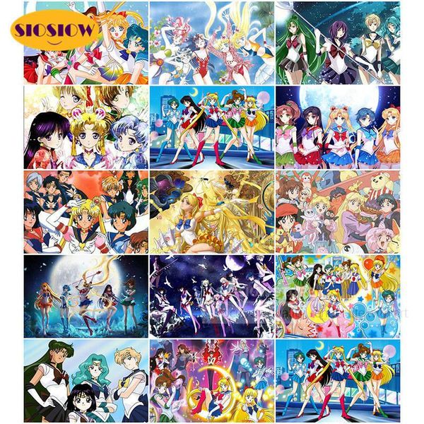 

5d diy diamond painting sailor moon poster full square set diamond mosaic embroidery anime cross stitch beaded decor girls room