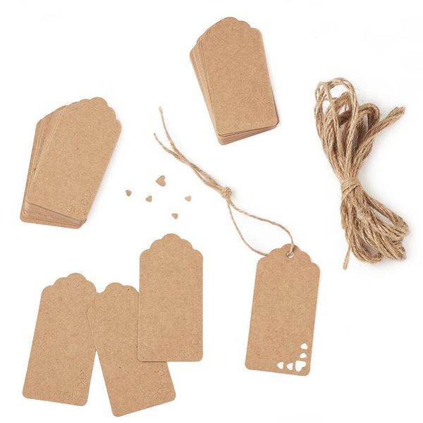 

jewelry display kraft paper price tags with hemp rope burlywood, 9x4.5x0.03cm; about 100pcs/bag jewelry bbyzit