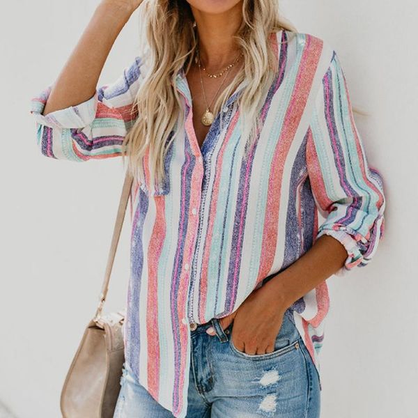 

women striped long sleeve blouse shirt female loose blusas femme autumn fall casual ladies office blouses plus size 3xl, White