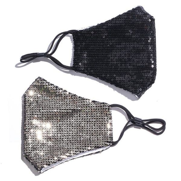 

care factoryc4ysfashion mask bling reusable pm2.5 3d washable shield sun color gold elbow sequins shiny face cover mount masks