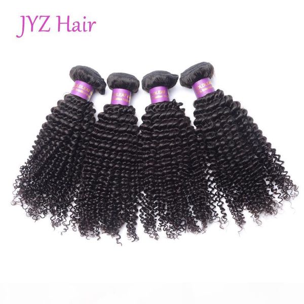 

kinky кудрявый бразильский малазийский индийский перуанский монгольский человеческие волосы 4 шт. плетение пучков волос уток уток извращений, Black