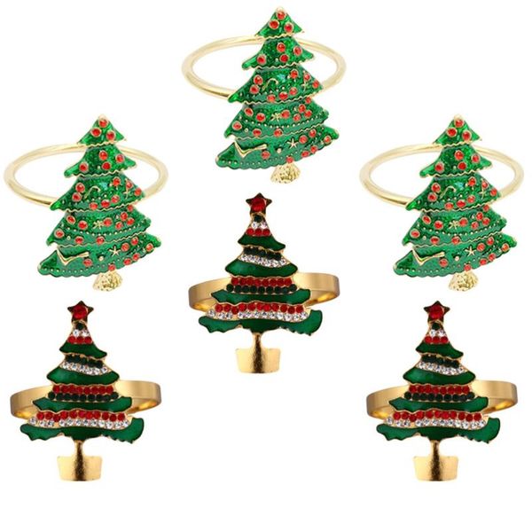 

1 set 6 pcs christmas tree napkin buckles napkin rings (assorted color