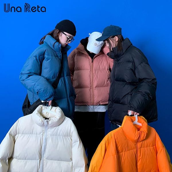 

unareta winter men jacket new couple cotton parka coat casual solid color stand-up collar men clothing hip hop men's jacket coat, Black