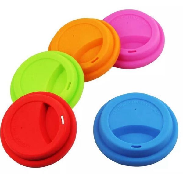 

silicone cup lids 9cm anti dust spill proof food grade silicone cup lid coffee mug milk tea cups cover seal lids 13 colors hha761