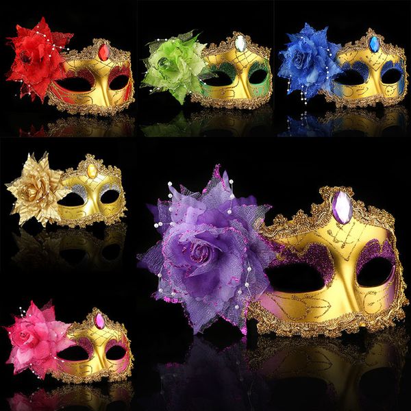 

masquerade masks venetian face mask fashion rose bead chain crystal party decoration halloween christmas gift wx9-77