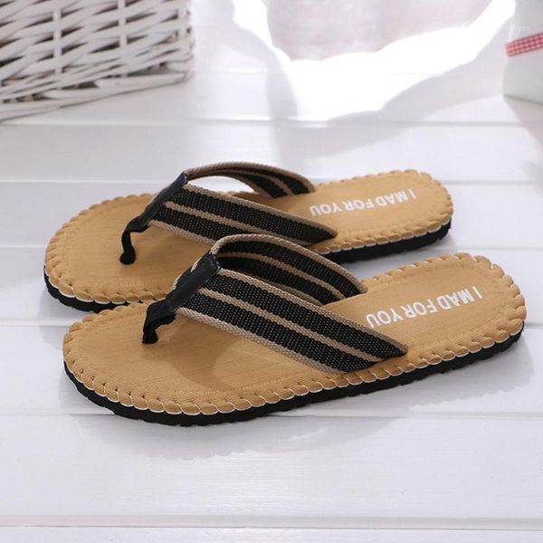 

2020 summer shoes men flip flops slippers anti-skid outdoor light casual beach slides male sandals household slipper schoenen a51, Black