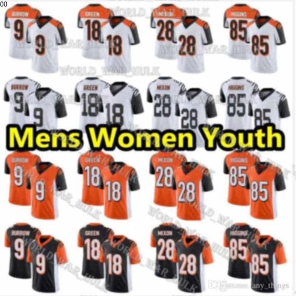 

custom men youth womens cincinnatis bengal 9 joe burrow tee higgins a.j. green joe mixon andy dalton c.j. uzomah seibert jerseys, Black;red