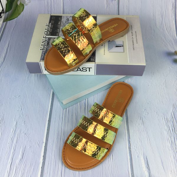 

2021 summer new women's flat sandals fashion print open toe outdoor beach slippers multicolor mixed platform shoes plus size 41 y1202, Black